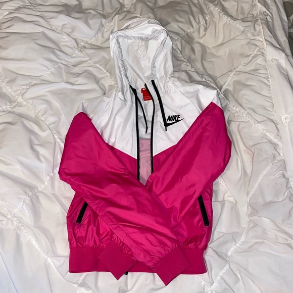 pink and white nike jacket